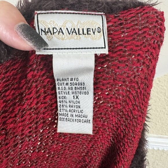 Vintage sz 1X Sweater Cardigan Button Red Embroidery Fall Patchwork Artsy - Picture 7 of 8